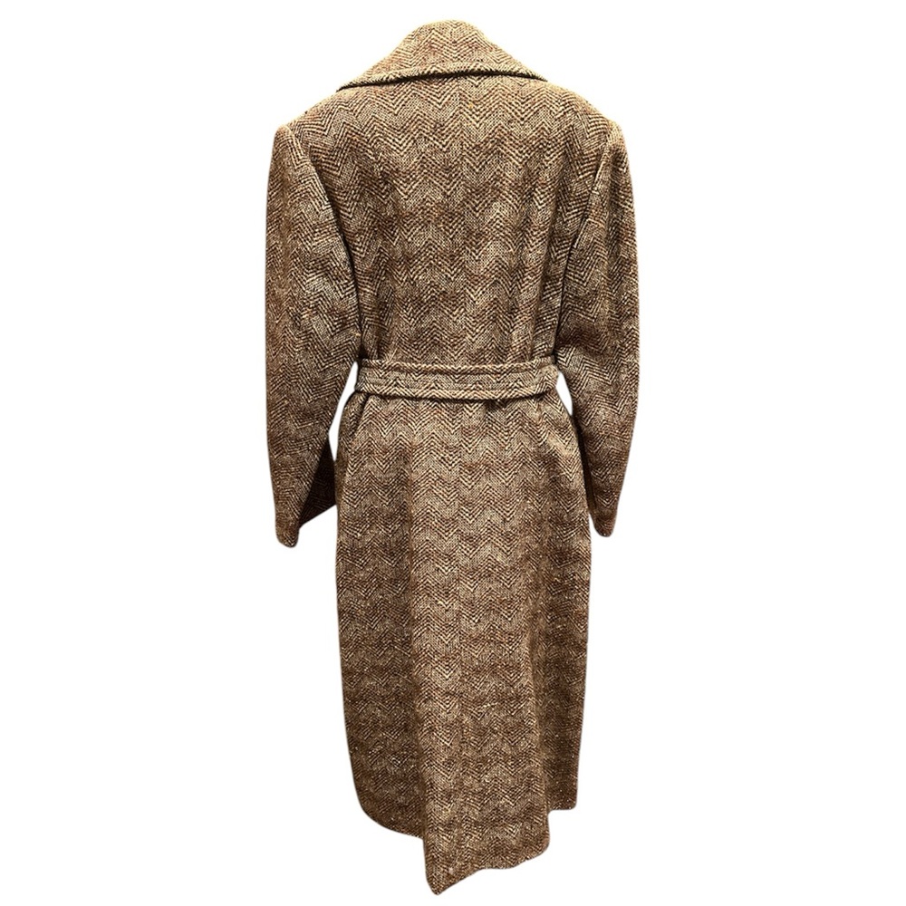Vintage Custom Tailored Handmade Herringbone Tweed Double Breasted Coat - Picture 9 of 14